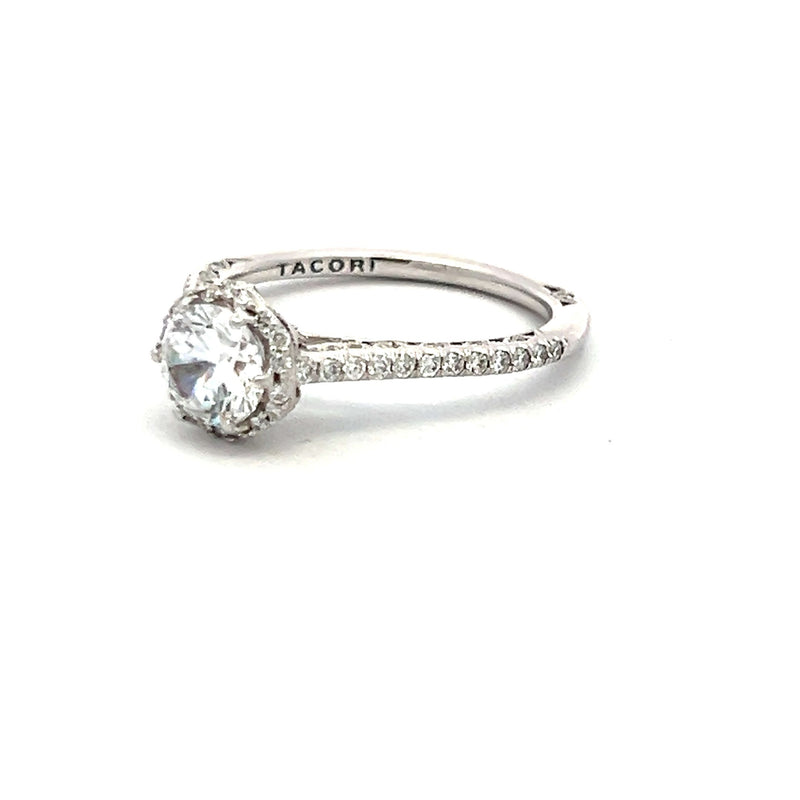 Tacori 0.80 Carat CZ 0.33 Carat Round Diamond 18K WG Semi Mount Ring