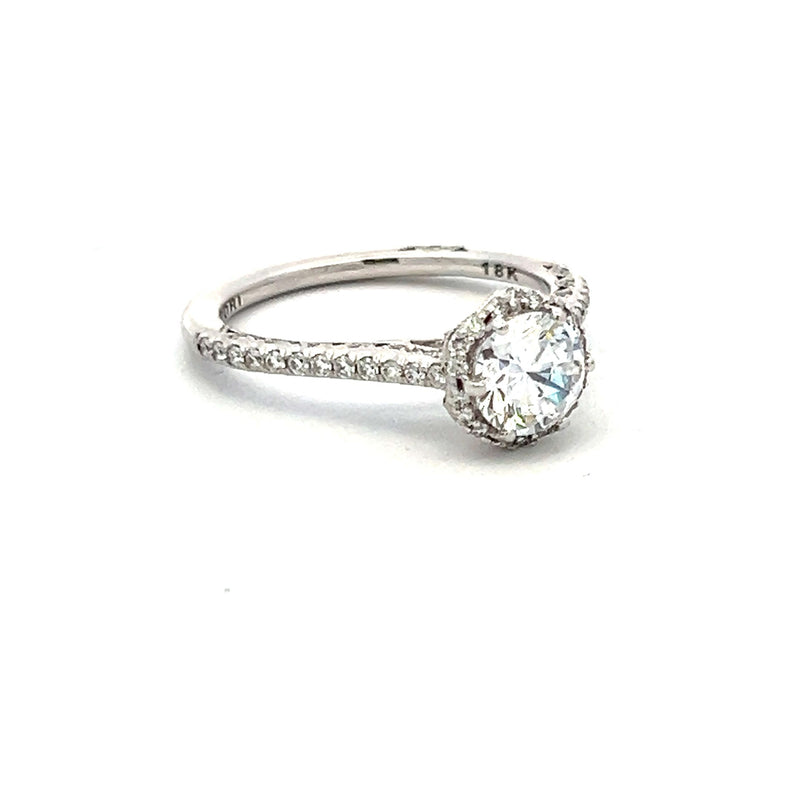 Tacori 0.80 Carat CZ 0.33 Carat Round Diamond 18K WG Semi Mount Ring