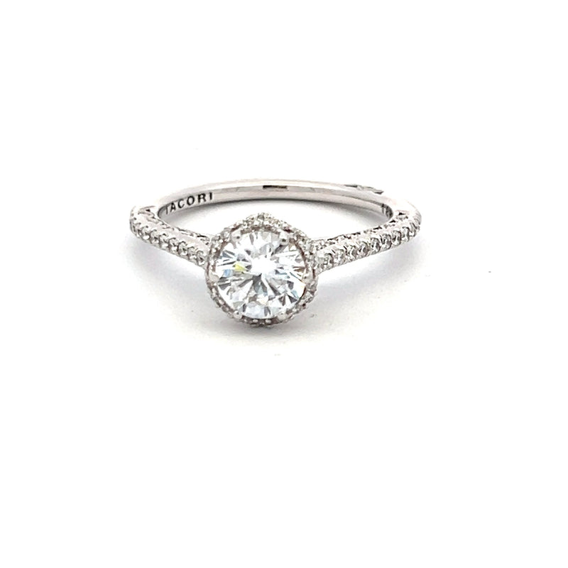 Tacori 0.80 Carat CZ 0.33 Carat Round Diamond 18K WG Semi Mount Ring