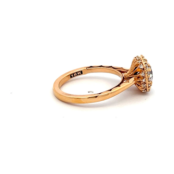 Tacori 1.25 Carat CZ 0.17 Carat Round Diamond 18K Rose Gold Semi Mount Ring