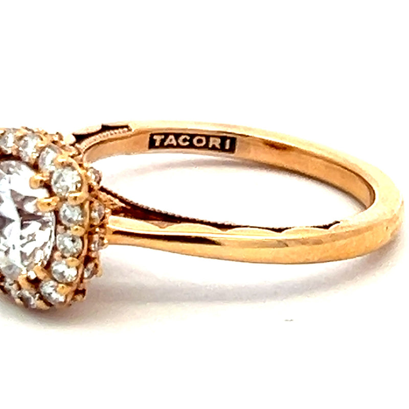 Tacori 1.25 Carat CZ 0.17 Carat Round Diamond 18K Rose Gold Semi Mount Ring