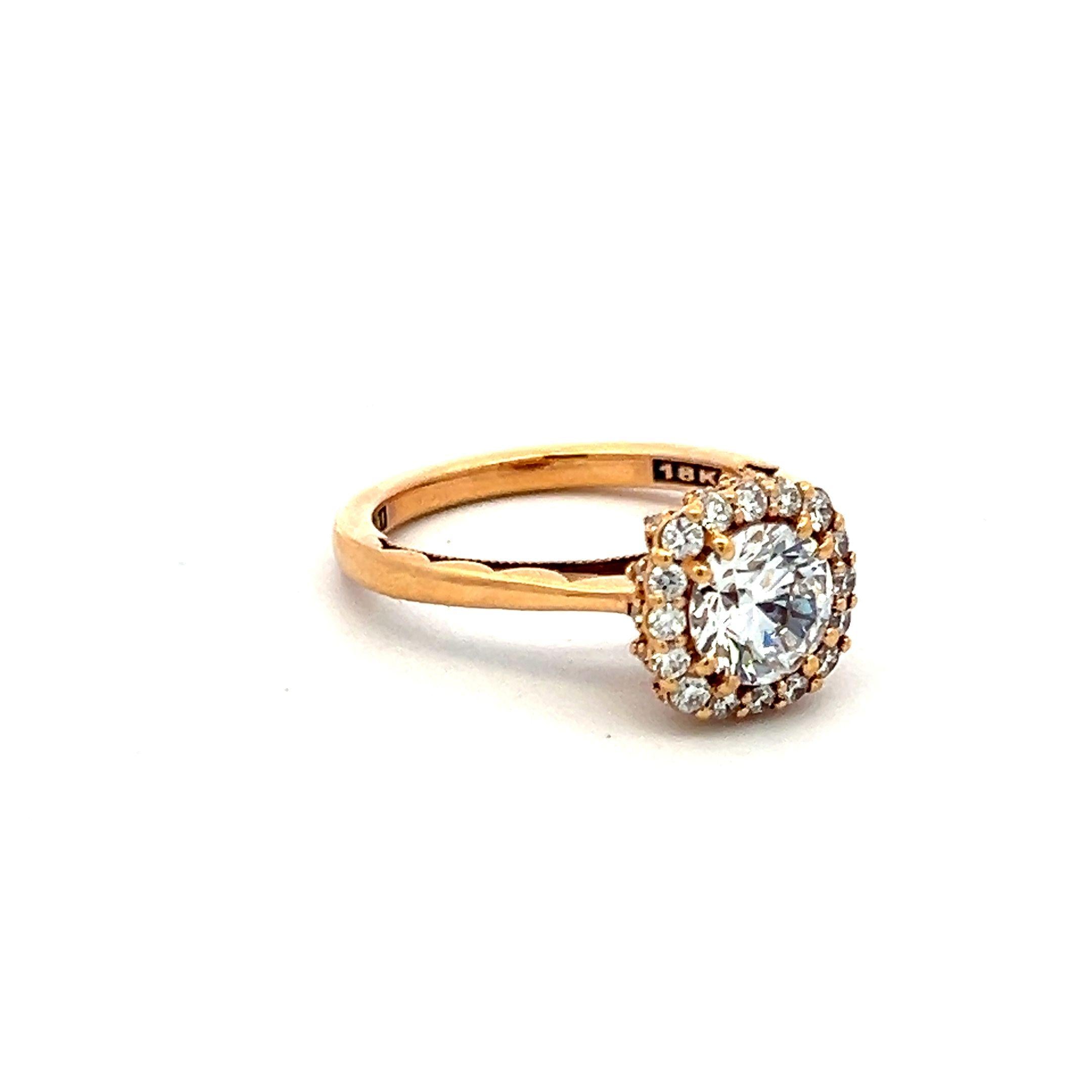 Tacori 18K Rose Gold Engagement Ring 1ct Lab-Grown and 0.17ct Natural Diamonds