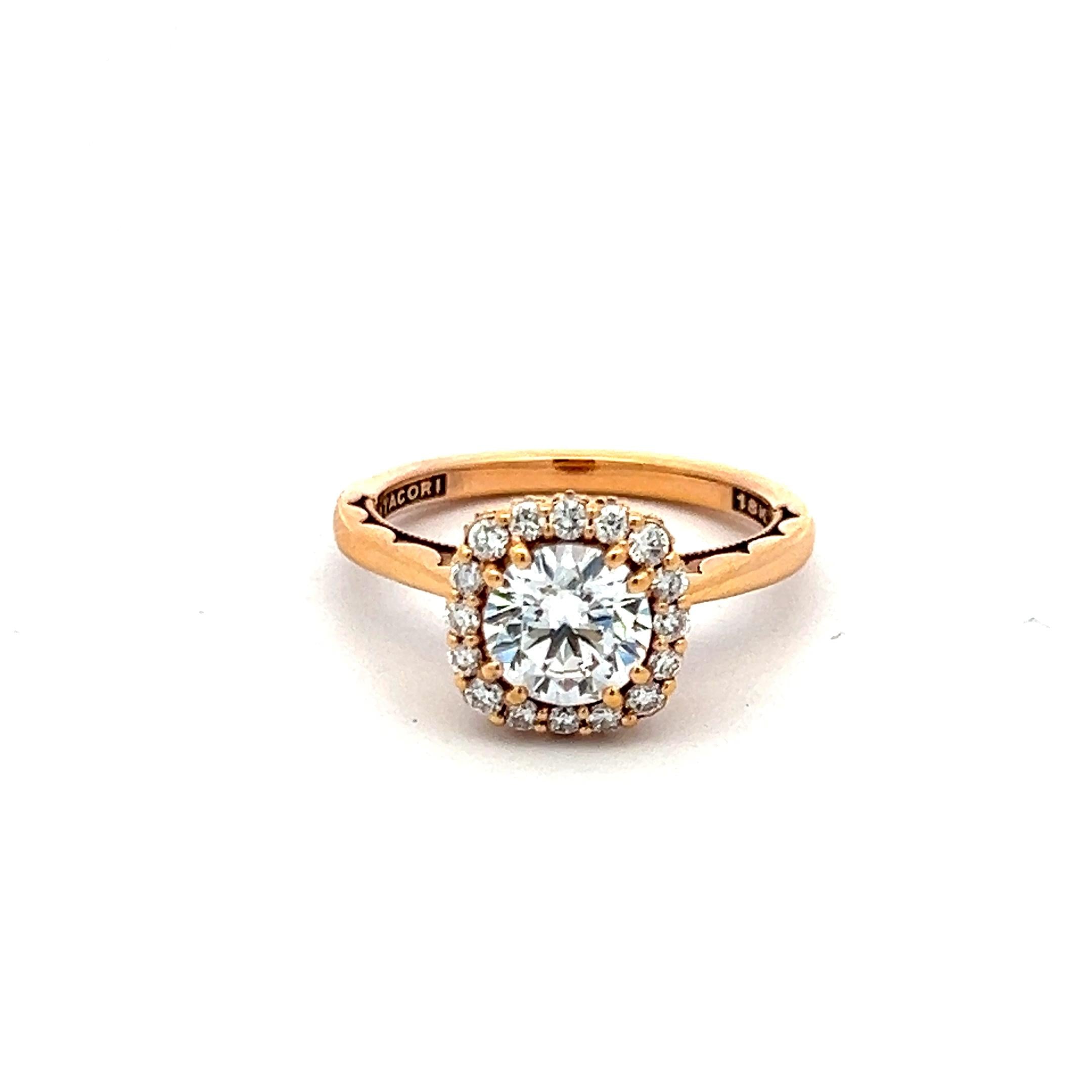 Tacori 18K Rose Gold Engagement Ring 1ct Lab-Grown and 0.17ct Natural Diamonds