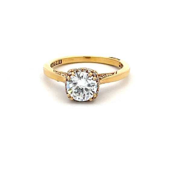 Tacori 1.00 Carat CZ 0.17 Carat Round Diamond 18K YG Semi Mount Ring