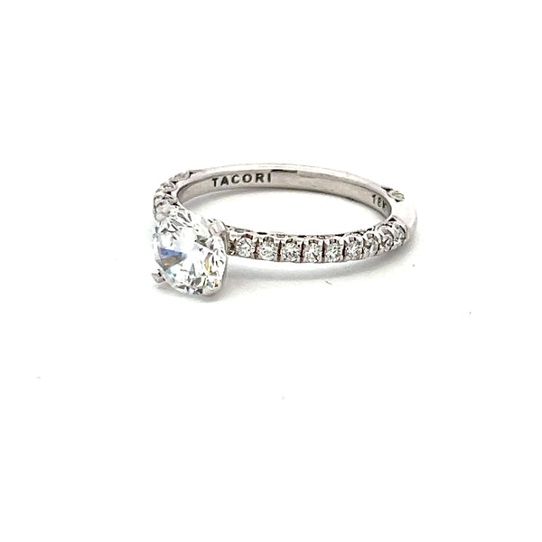 Tacori 1.00 Carat CZ 0.34 Carat Round Diamond 18K WG Semi Mount Ring