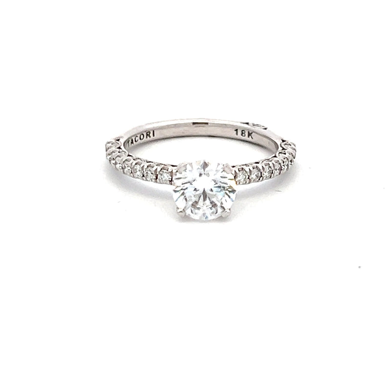 Tacori 1.00 Carat CZ 0.34 Carat Round Diamond 18K WG Semi Mount Ring