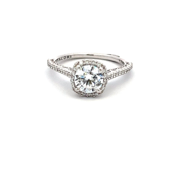 Tacori 1.00 Carat CZ 0.41 Carat Round Brilliant Diamond 18K WG Semi Mount Ring