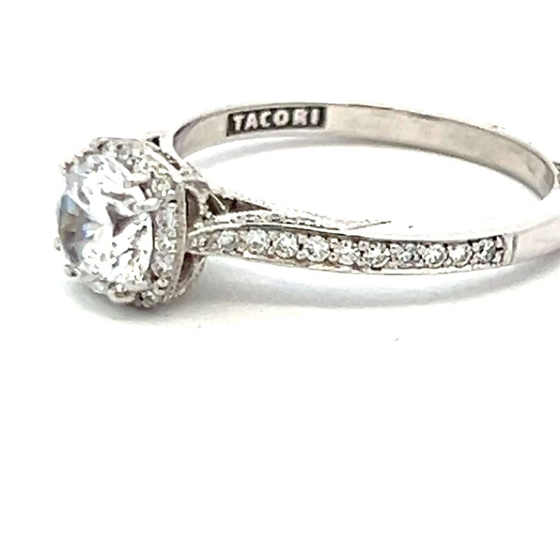 Tacori 0.75 Carat CZ 0.24 Carat Round Diamond 18K WG Semi Mount Ring