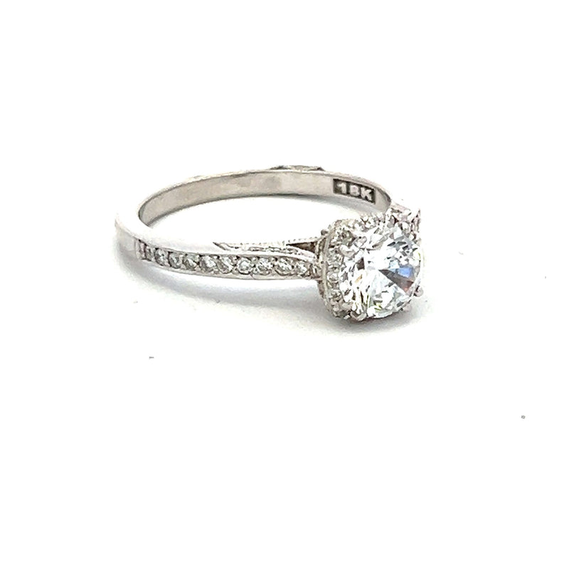 Tacori 0.75 Carat CZ 0.24 Carat Round Diamond 18K WG Semi Mount Ring