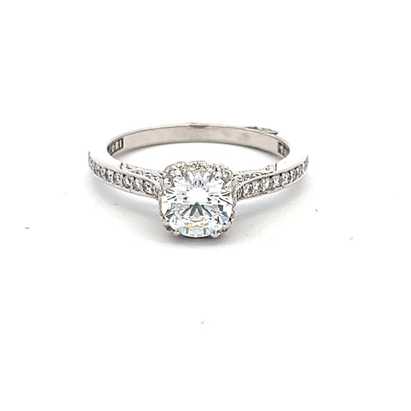 Tacori 0.75 Carat CZ 0.24 Carat Round Diamond 18K WG Semi Mount Ring