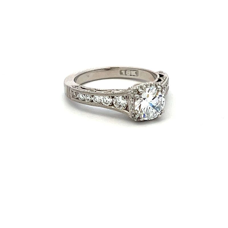 Tacori 1.00 Carat CZ 0.66 Carat Round Brilliant Diamond 18K WG Semi Mount Ring