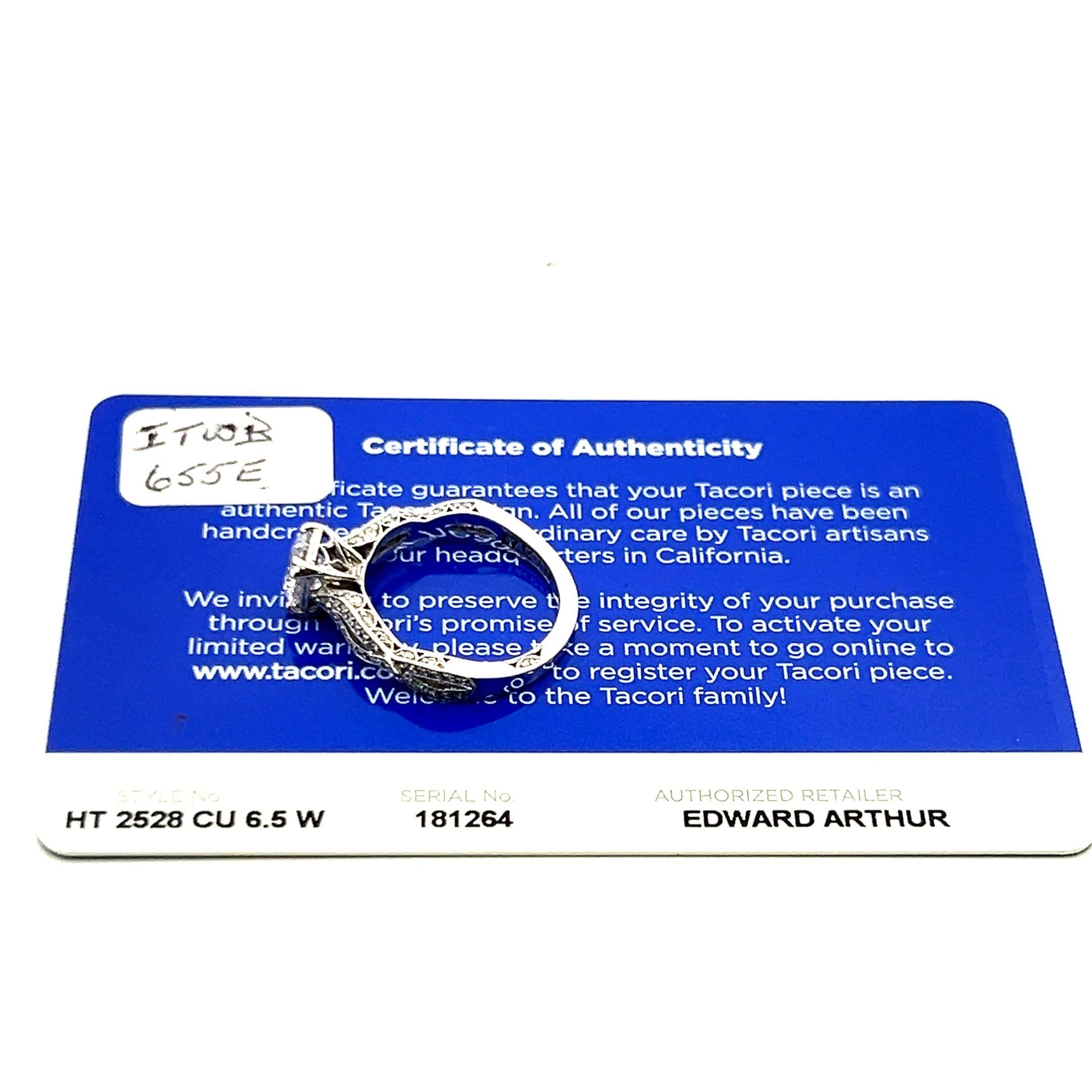 Tacori 18K White Gold Engagement Ring 1.25ct Lab-Grown & 0.36ct Natural Diamonds