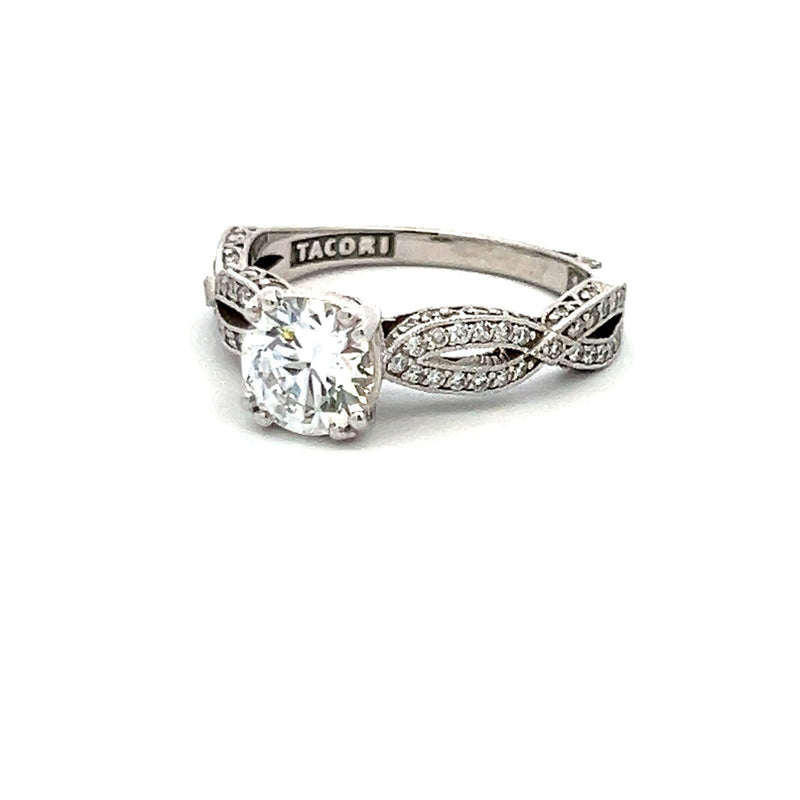 Tacori 1.25 Carat CZ 0.36 Carat Round Brilliant Diamond 18K WG Semi Mount Ring