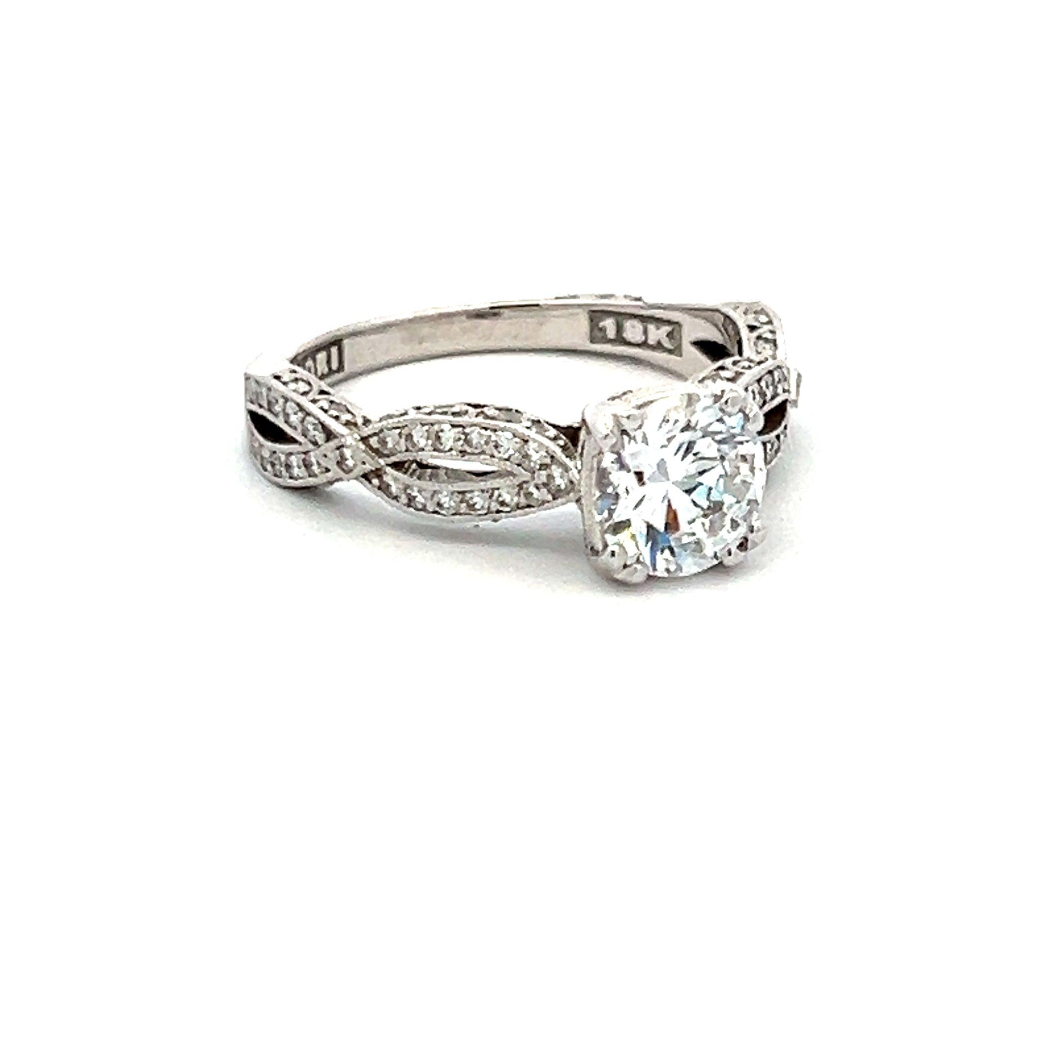 Tacori 18K White Gold Engagement Ring 1.25ct Lab-Grown & 0.36ct Natural Diamonds