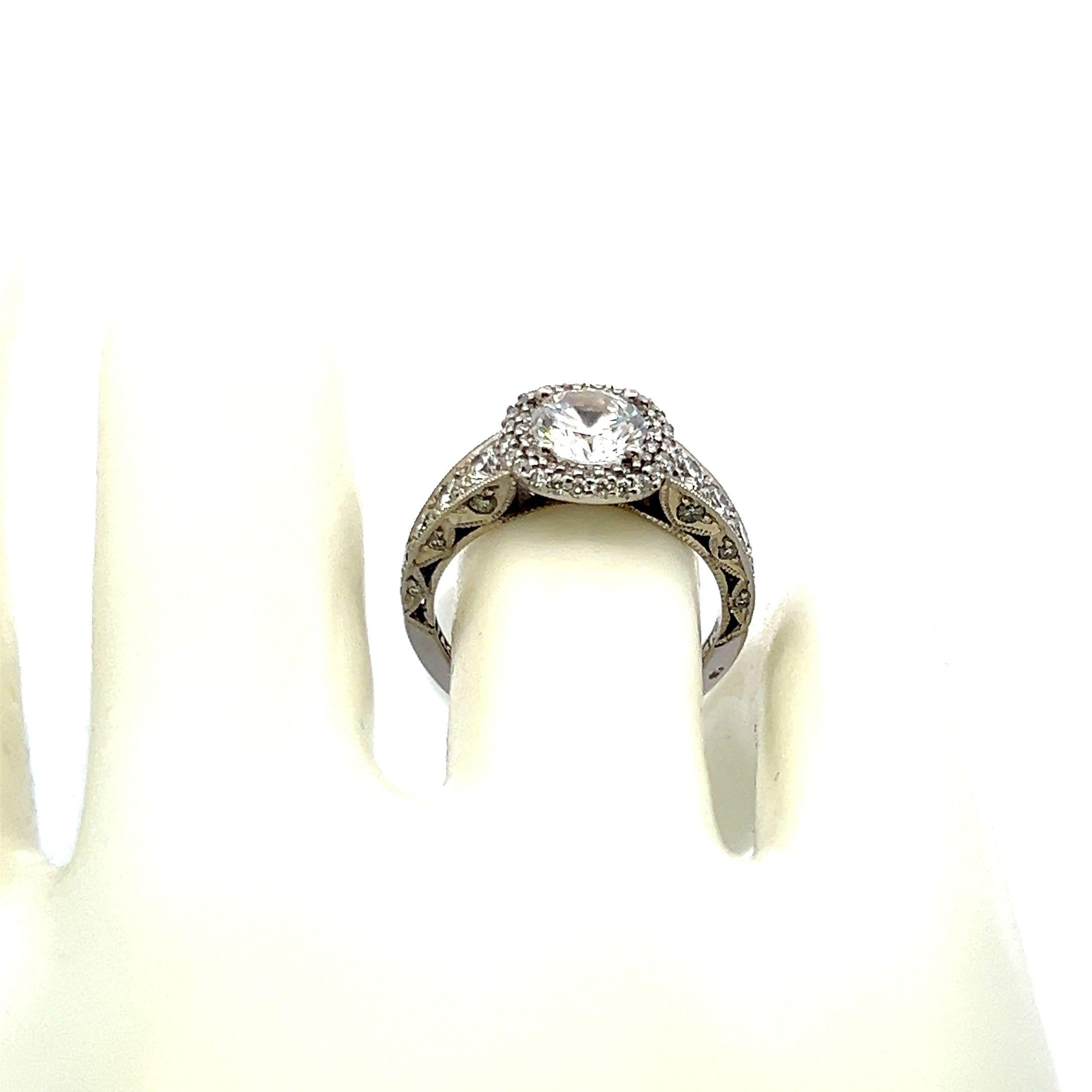 Tacori 18K WG Engagement Ring 1 Carat Lab-Grown and 0.84ct Natural Diamond