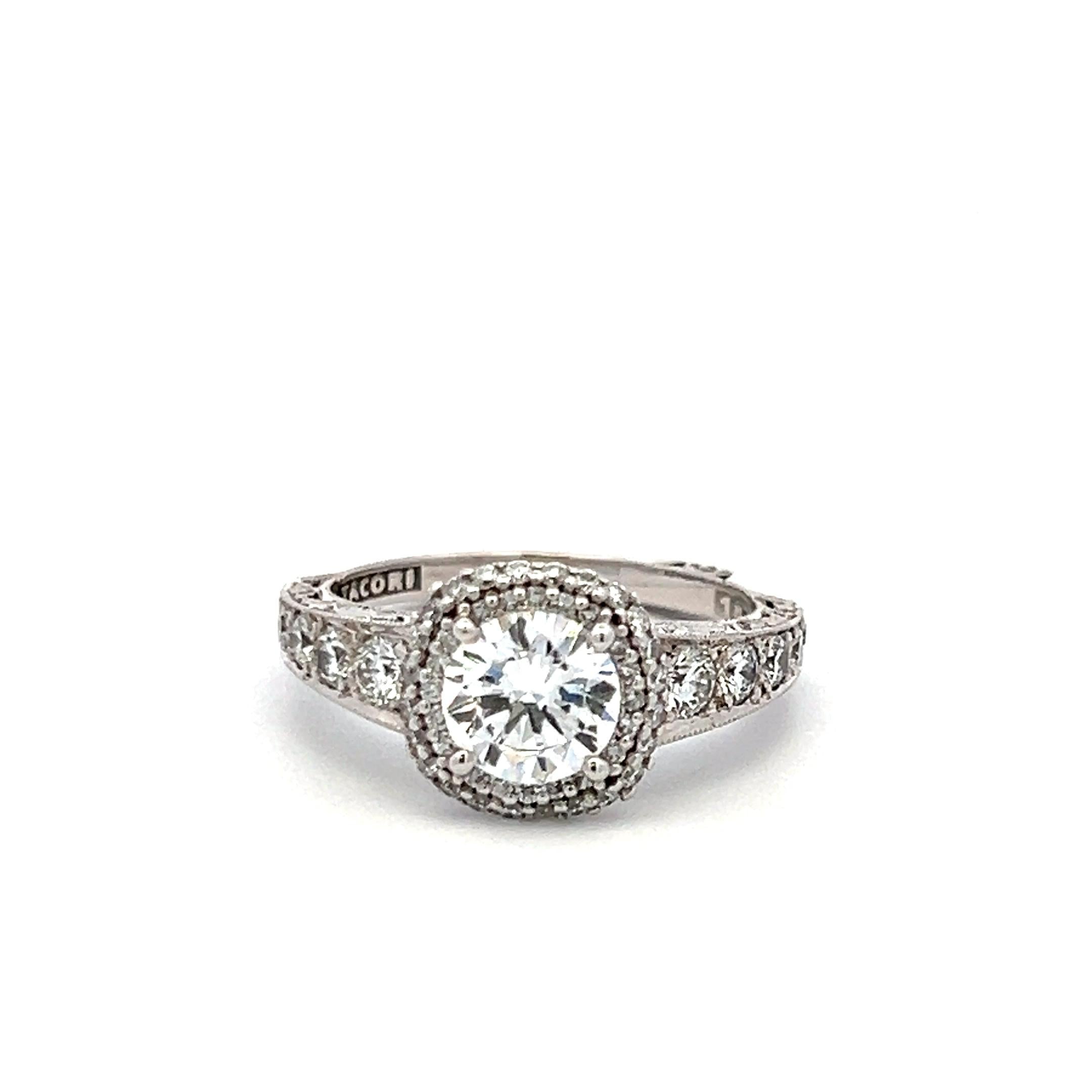 Tacori 18K WG Engagement Ring 1 Carat Lab-Grown and 0.84ct Natural Diamond