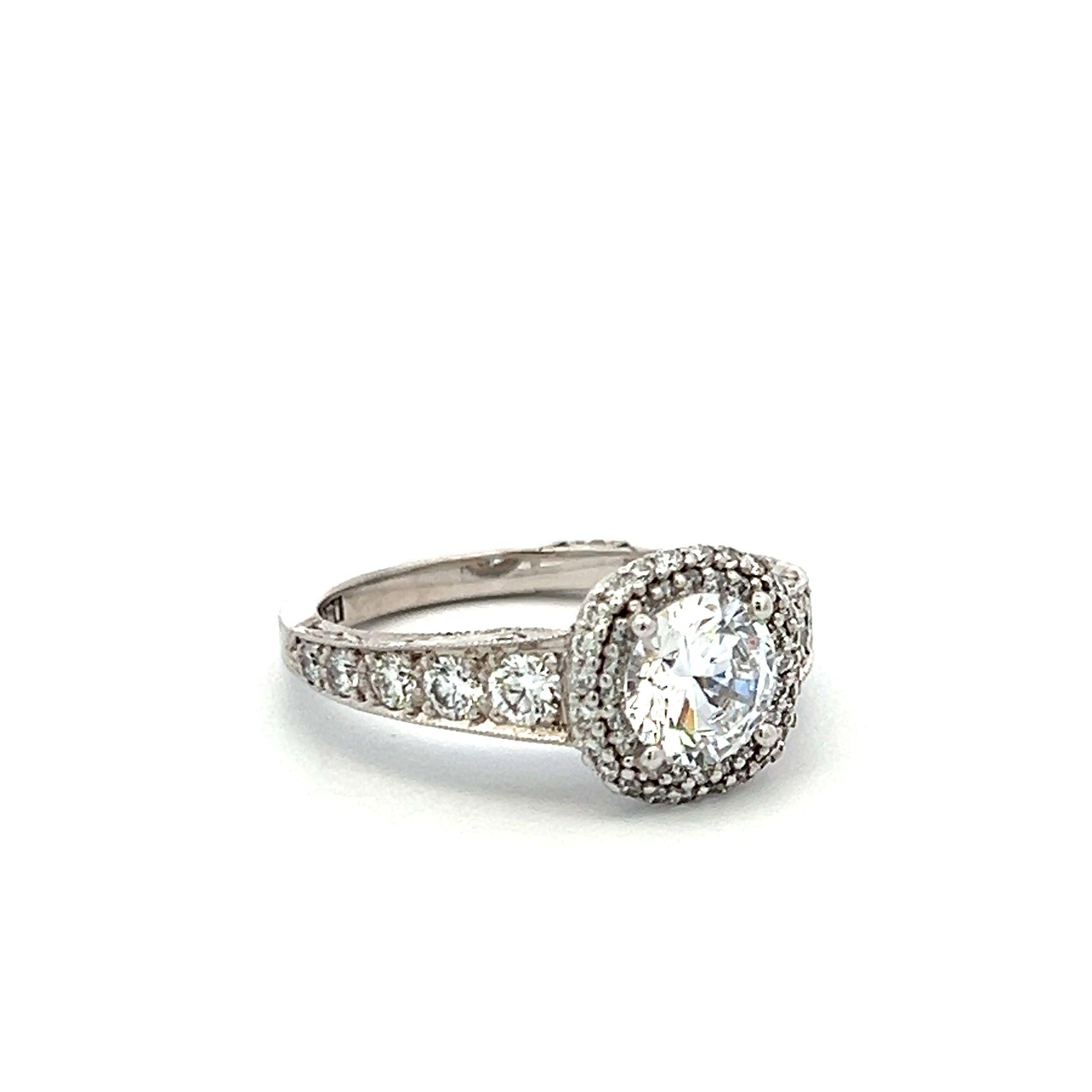 Tacori 18K WG Engagement Ring 1 Carat Lab-Grown and 0.84ct Natural Diamond