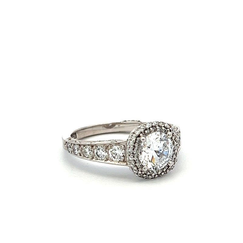 Tacori 1.00 Carat CZ 0.84 Carat Round Brilliant Diamond 18K WG Semi Mount Ring