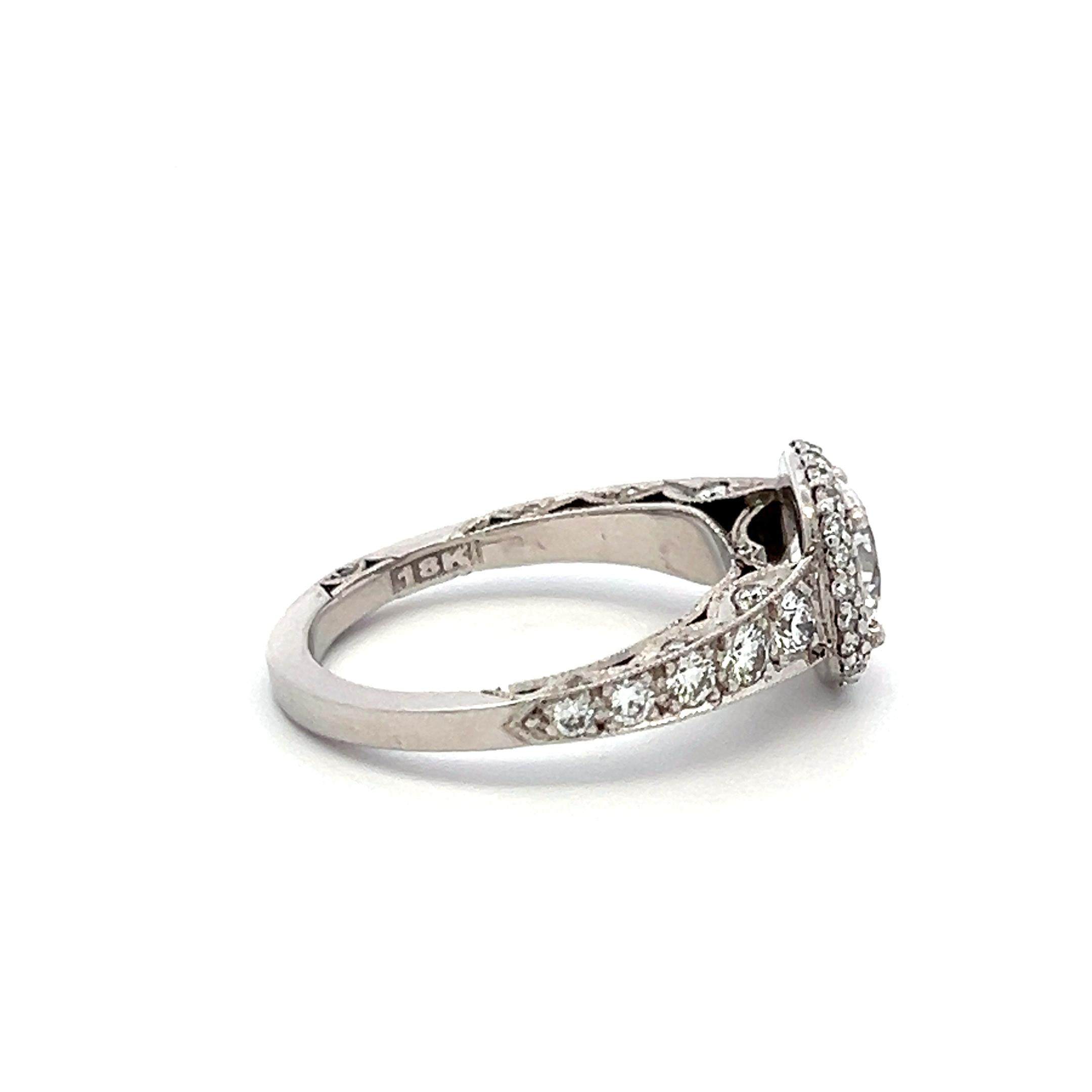Tacori 18K WG Engagement Ring 1 Carat Lab-Grown and 0.84ct Natural Diamond