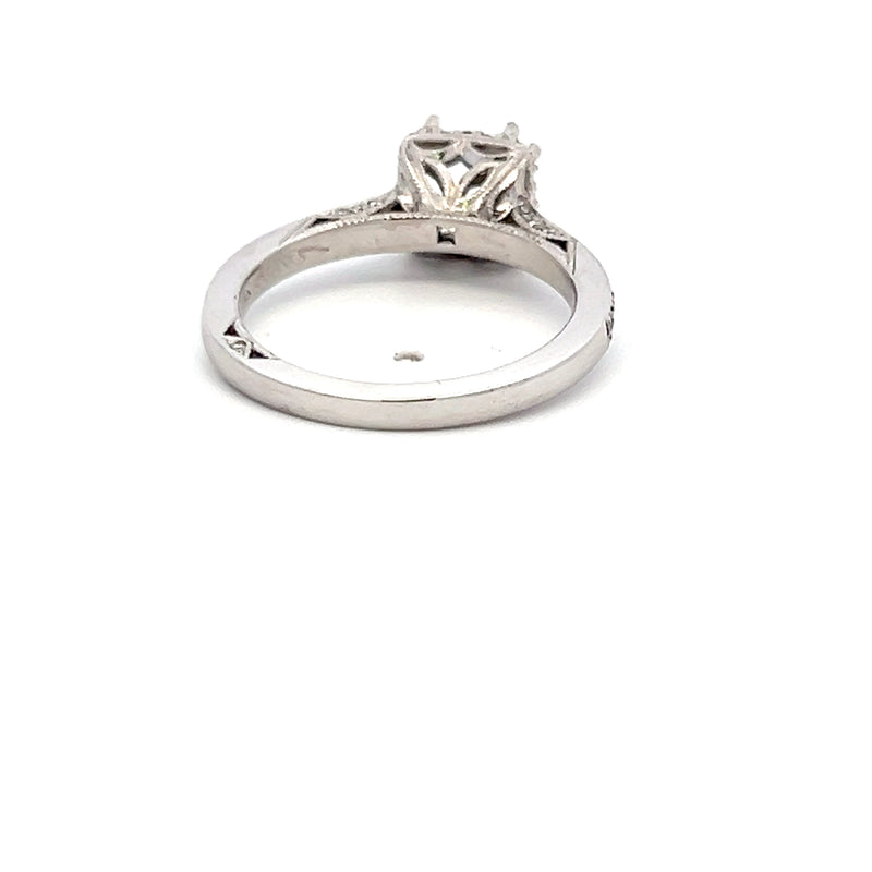 Tacori 1.00 Carat CZ 0.30 Carat Round Brilliant Diamond 18K WG Semi Mount Ring