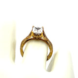 Tacori 1.00 Carat CZ 0.22 Carat Round Brilliant Diamond 18K YG Semi Mount Ring