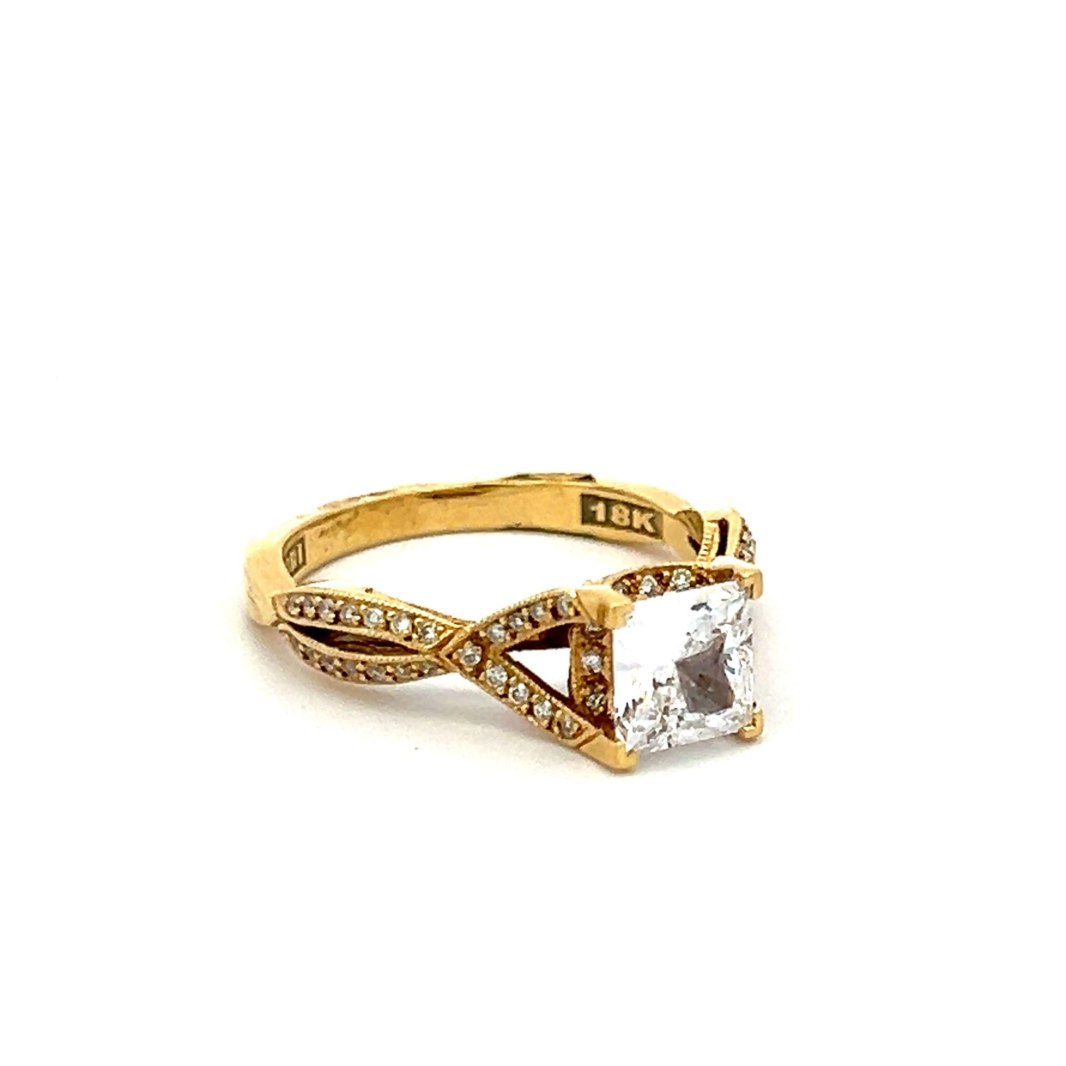 Tacori 18K YG Engagement Ring with 1ct Lab-Grown and 0.22ct Natural Diamonds