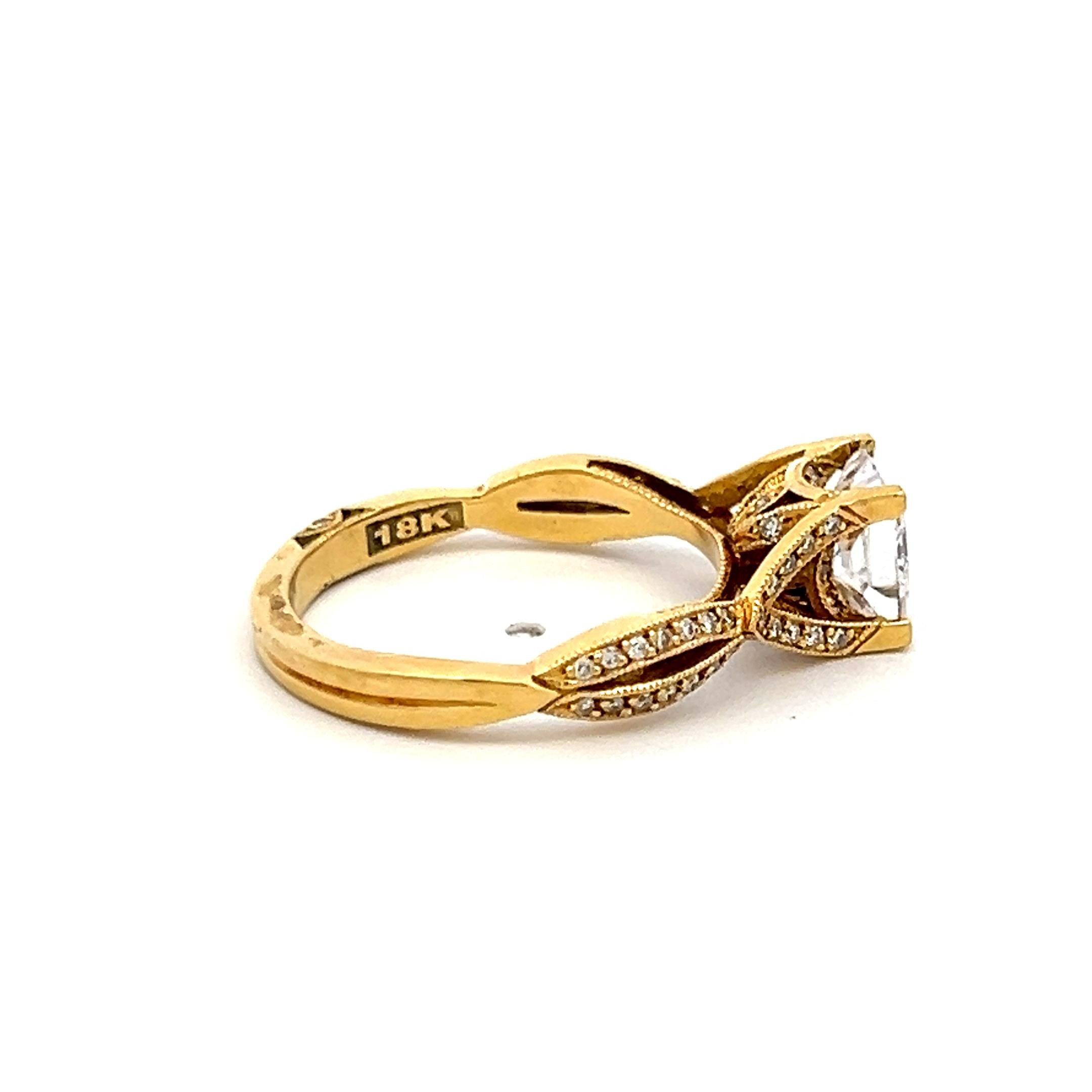 Tacori 18K YG Engagement Ring with 1ct Lab-Grown and 0.22ct Natural Diamonds
