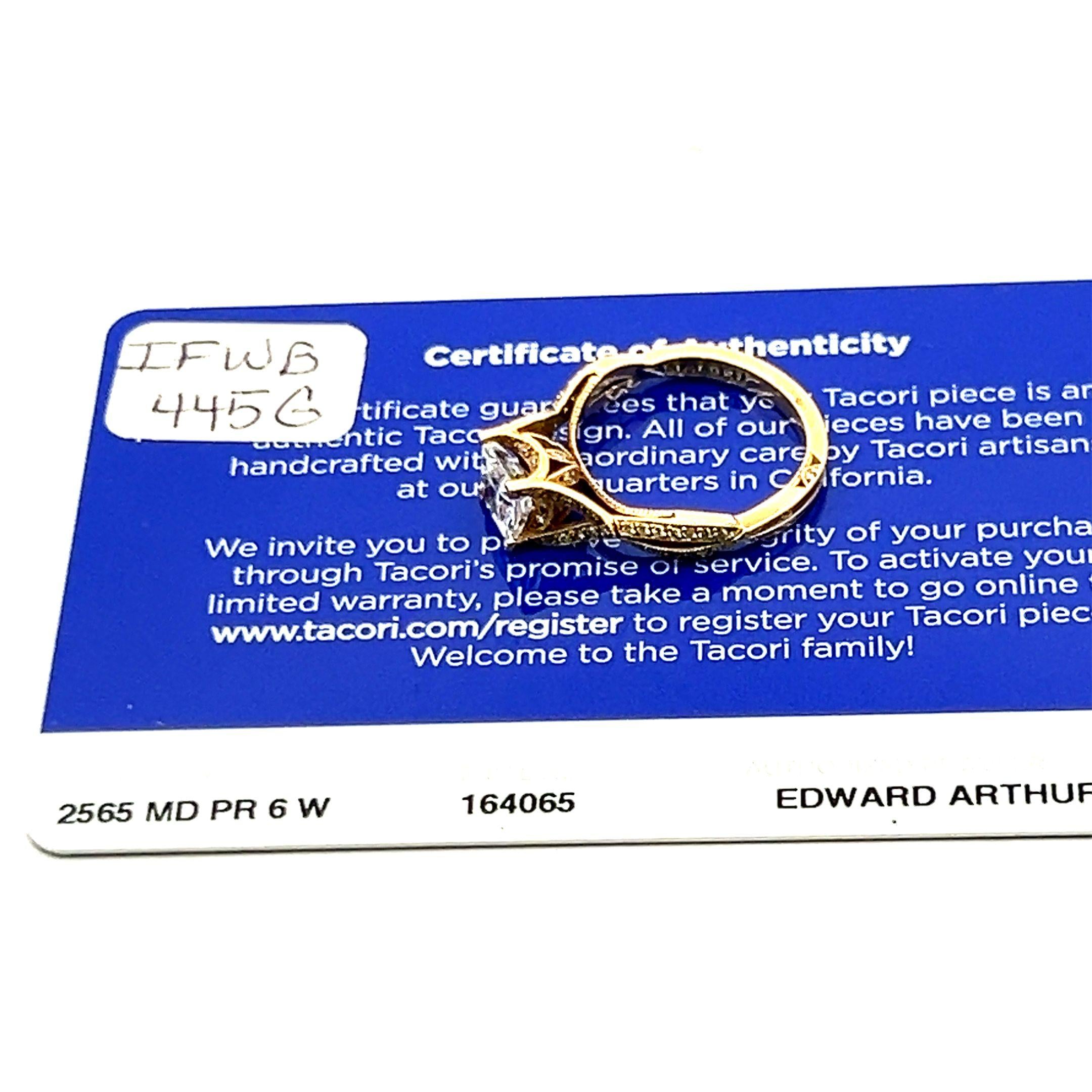 Tacori 18K YG Engagement Ring with 1ct Lab-Grown and 0.22ct Natural Diamonds