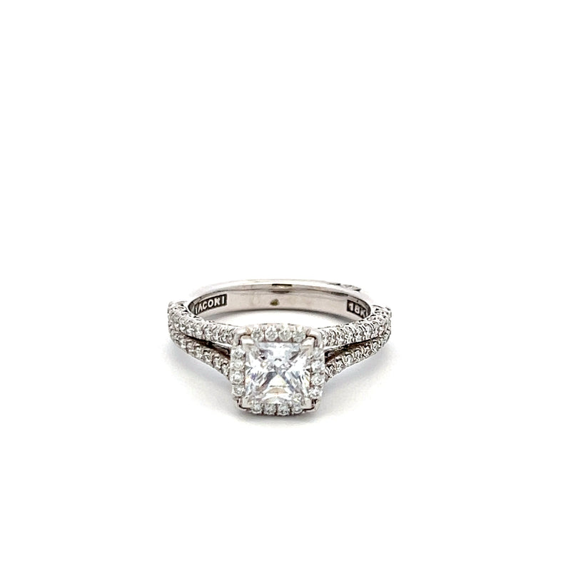 Tacori 1.00 Carat CZ 0.55 Carat Round Brilliant Diamond 18K WG Semi Mount Ring