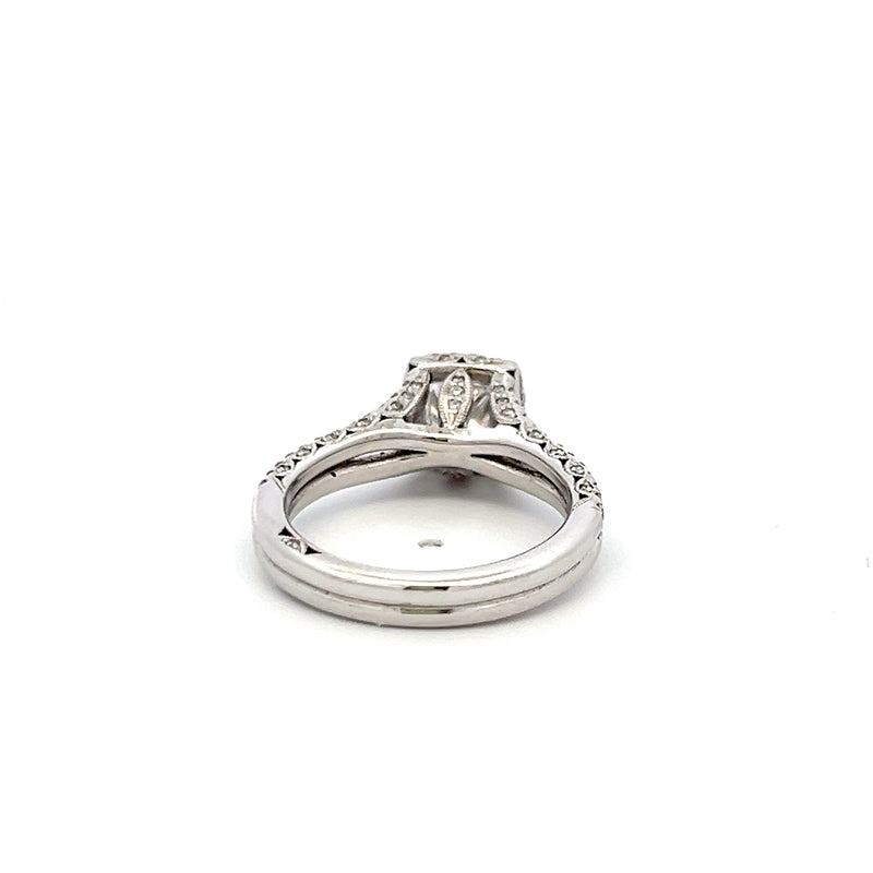 Tacori 1.00 Carat CZ 0.55 Carat Round Brilliant Diamond 18K WG Semi Mount Ring