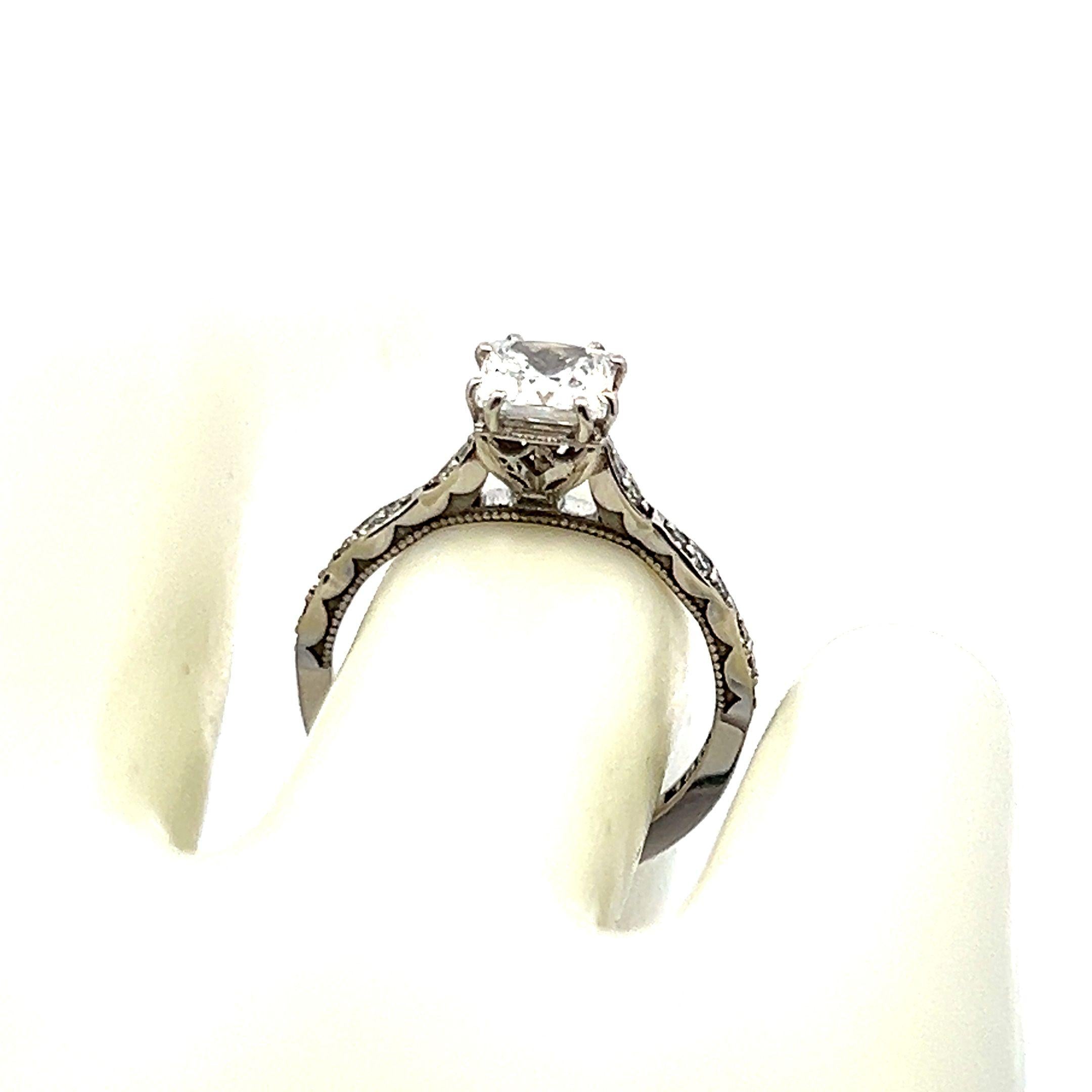 Tacori 18K WG Engagement Ring 0.75ct Lab-Grown Center and 0.16ct Natural Diamond