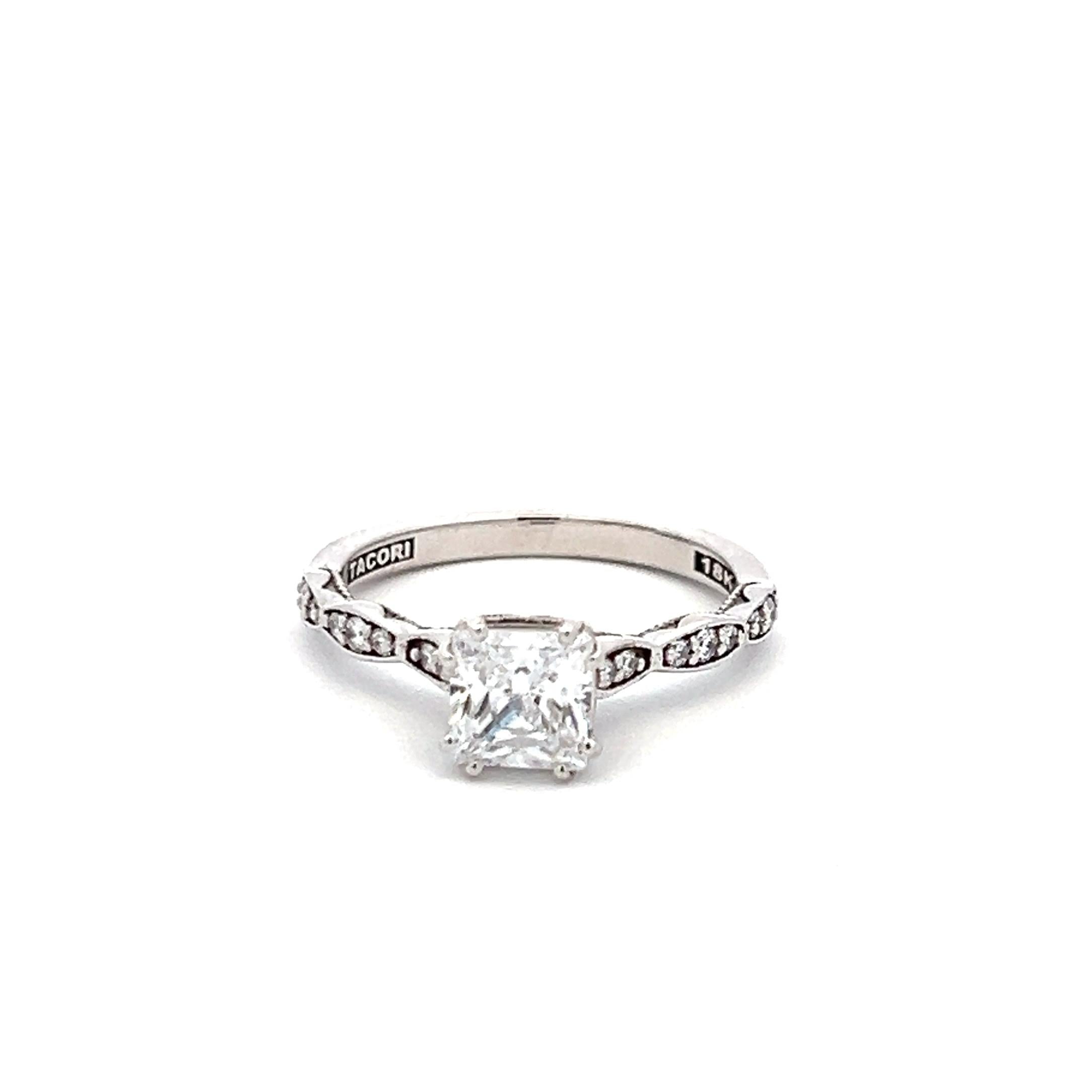 Tacori 18K WG Engagement Ring 0.75ct Lab-Grown Center and 0.16ct Natural Diamond