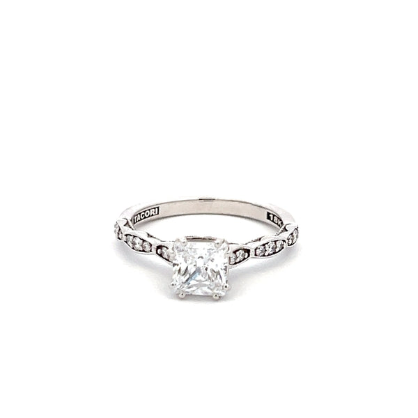 Tacori 0.75 Carat CZ 0.16 Carat Round Brilliant Diamond 18K WG Semi Mount Ring