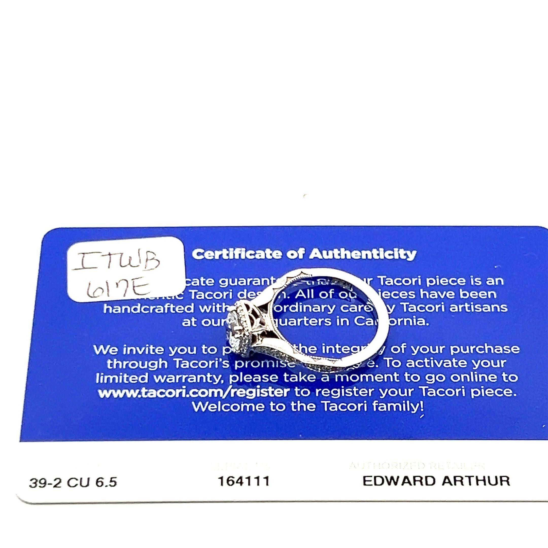 Tacori 18K White Gold Engagement Ring 1.25ct Lab-Grown & 0.25ct Natural Diamonds