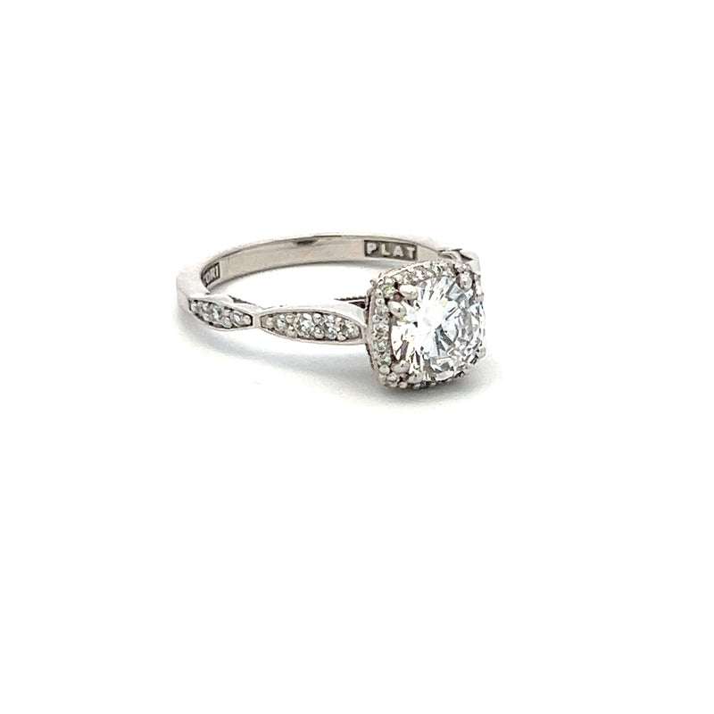 Tacori 1.25 Carat CZ 0.25 Carat Round Brilliant Diamond 18K WG Semi Mount Ring