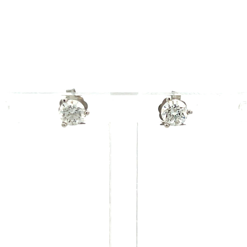 0.61 Carat Round Brilliant G VS2 Diamond 14 Karat White Gold Stud Earrings