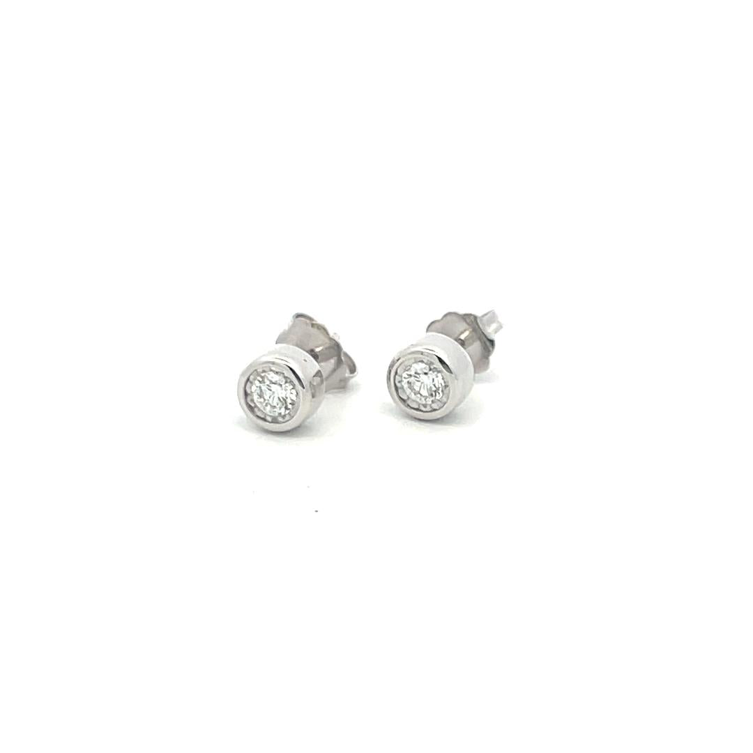 0.25 Carat Round Brilliant F SI1 Diamond 14 Karat White Gold Stud Earrings