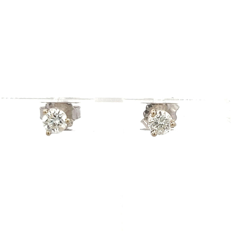 0.40 Carat Round Brilliant H SI1 Diamond 14 Karat White Gold Stud Earrings