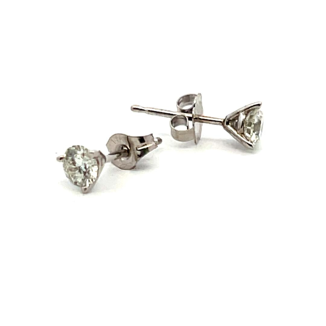 0.48 Carat Round Brilliant Diamond 14 Karat White Gold Stud Earrings