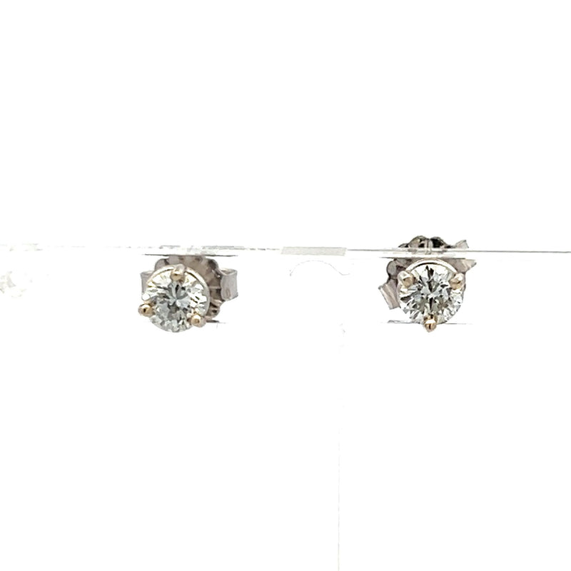 0.50 Carat Round Brilliant Diamond 14 Karat White Gold Stud Earrings