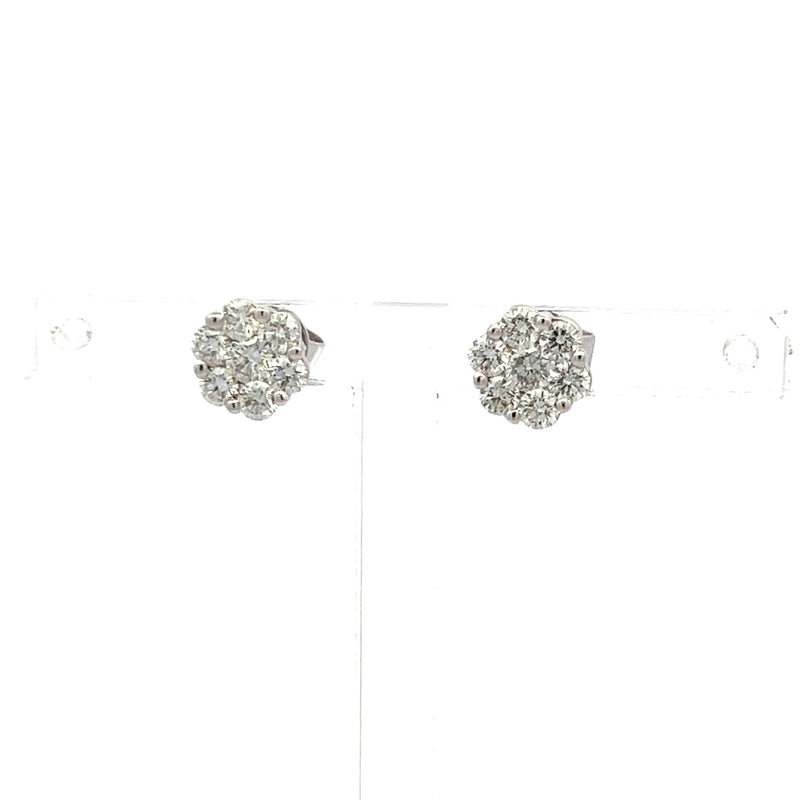 0.75 Carat Round Brilliant Diamond 18 Karat White Gold Stud Earrings