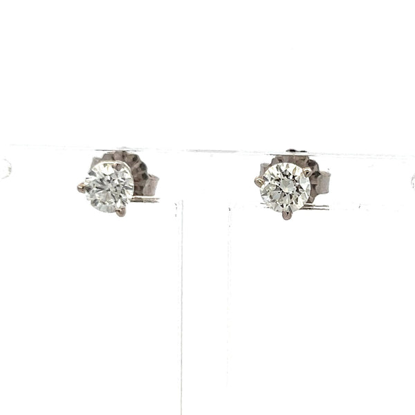 0.70 Carat Round Brilliant Diamond 14 Karat White Gold Stud Earrings