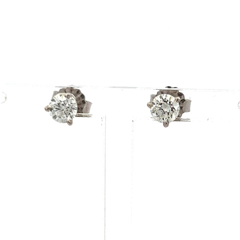 0.70 Carat Round Brilliant Diamond 14 Karat White Gold Stud Earrings