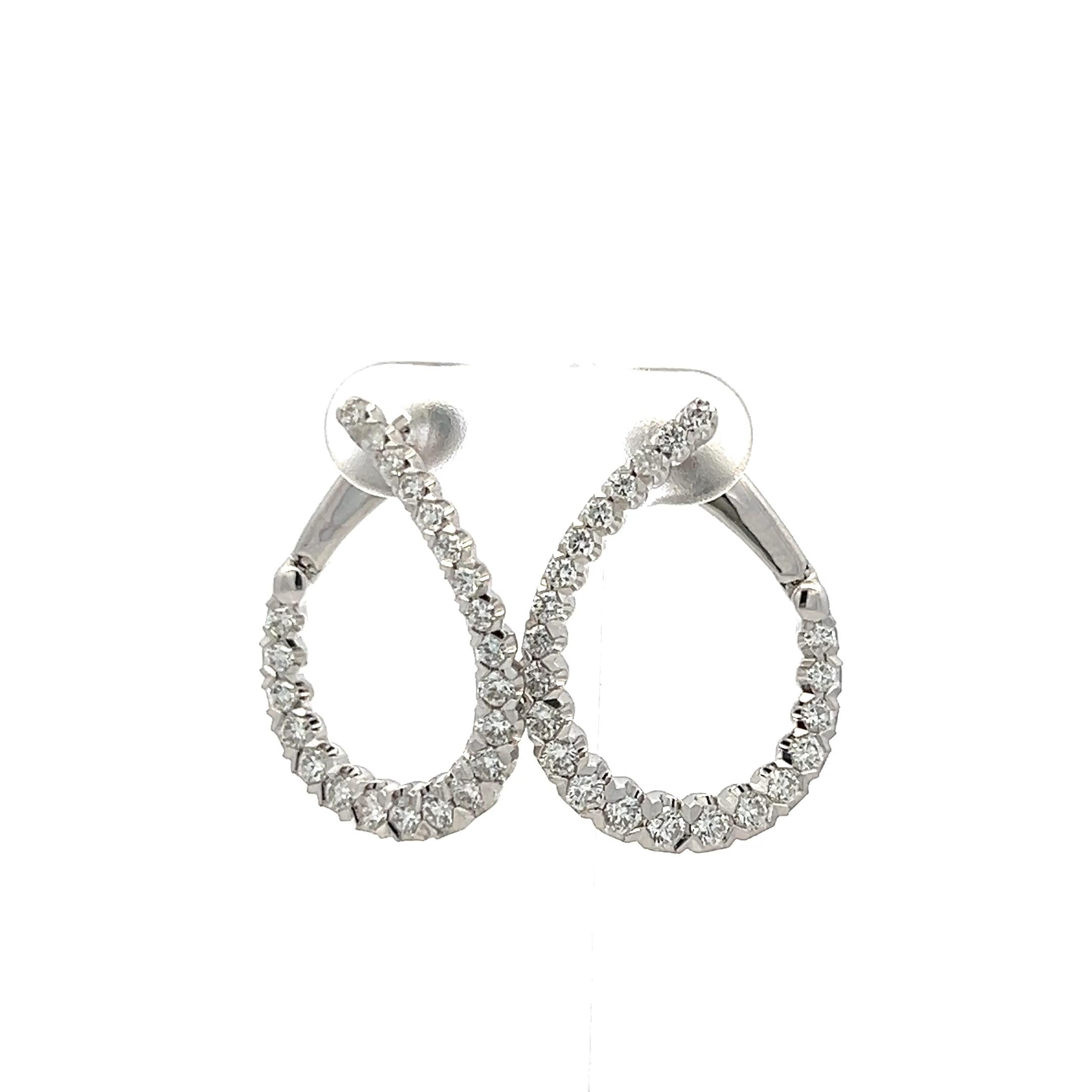 1.50 Carat G VS1 Diamond 14K White Gold Inside-Out Loop Style Hoop Earrings