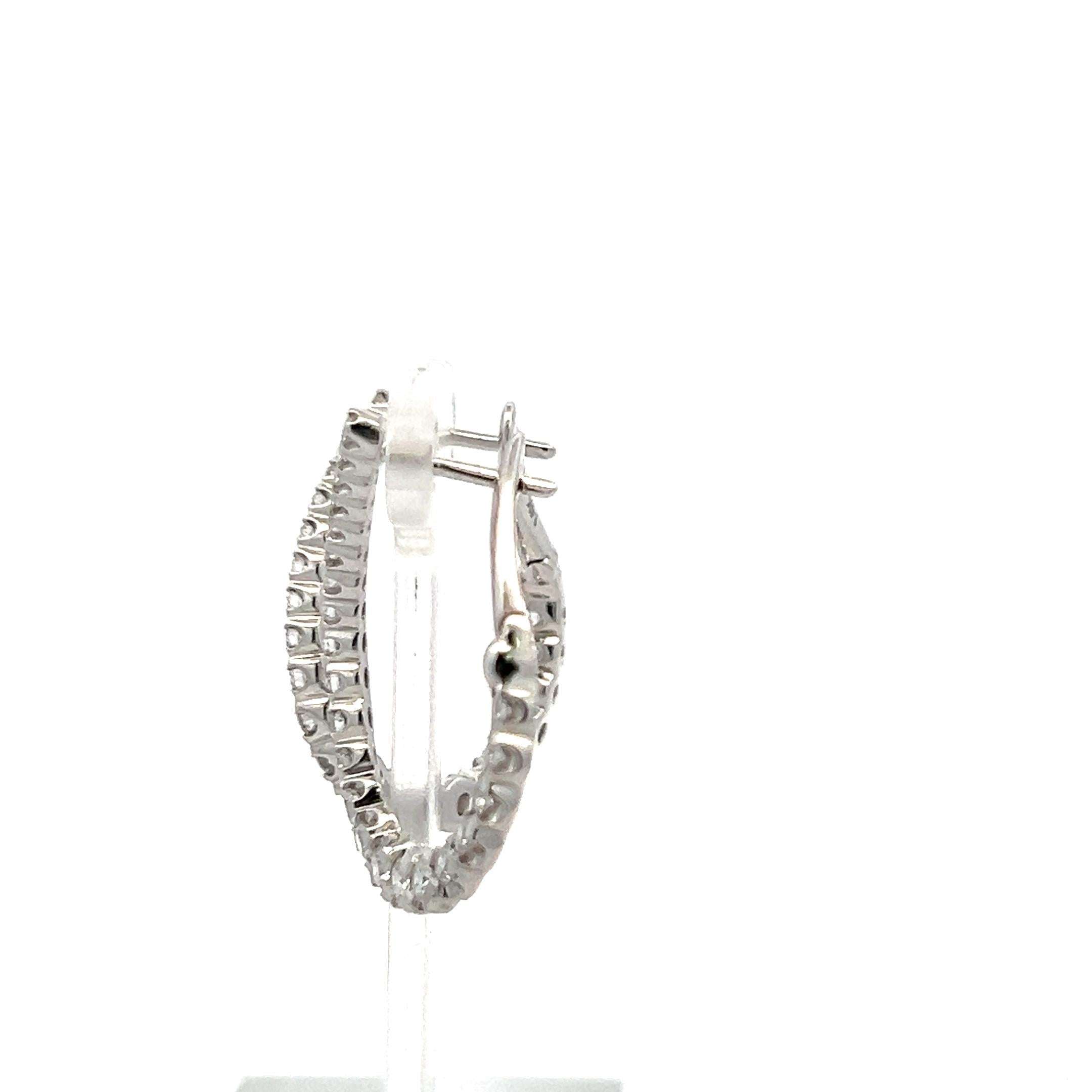 1.50 Carat G VS1 Diamond 14K White Gold Inside-Out Loop Style Hoop Earrings