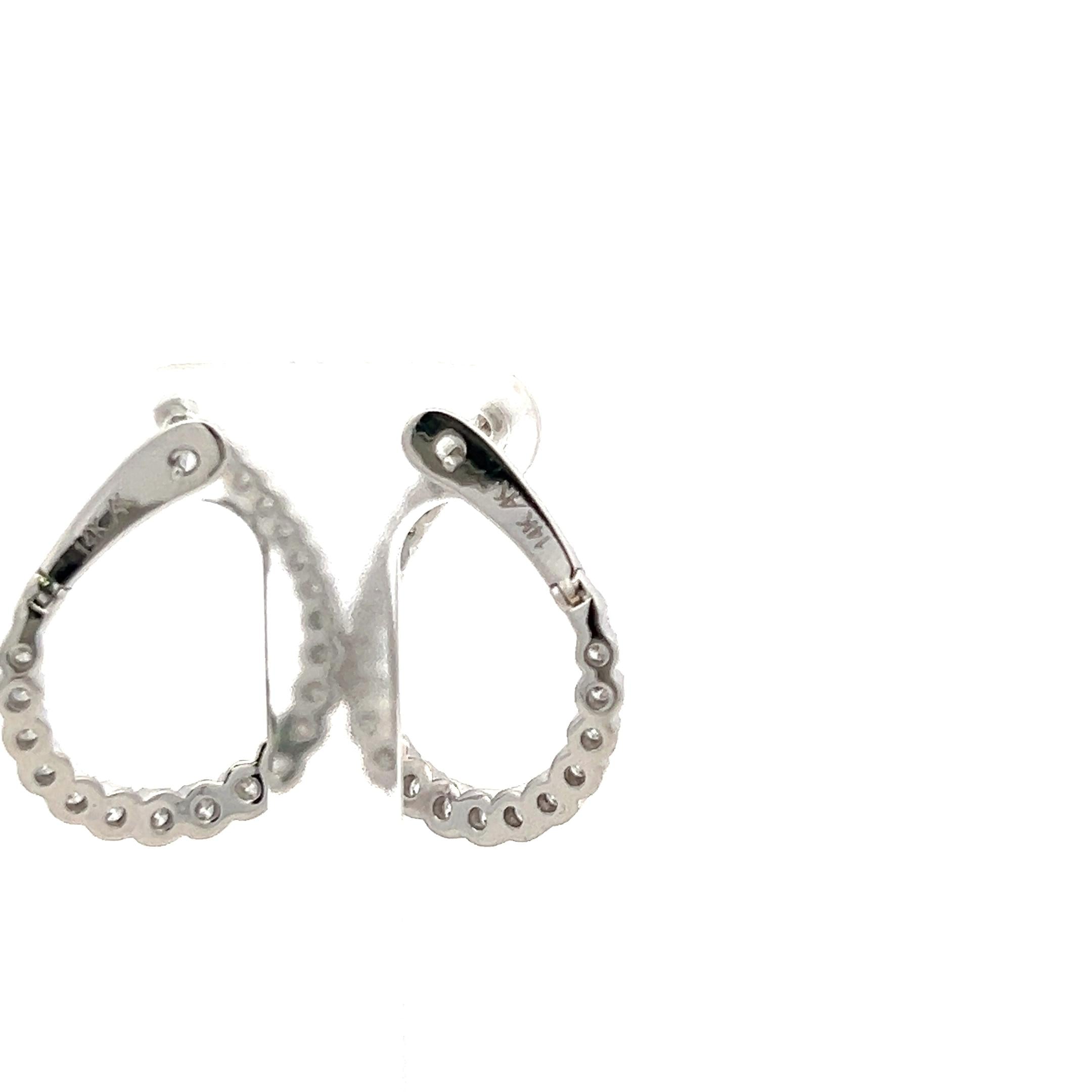 1.50 Carat G VS1 Diamond 14K White Gold Inside-Out Loop Style Hoop Earrings