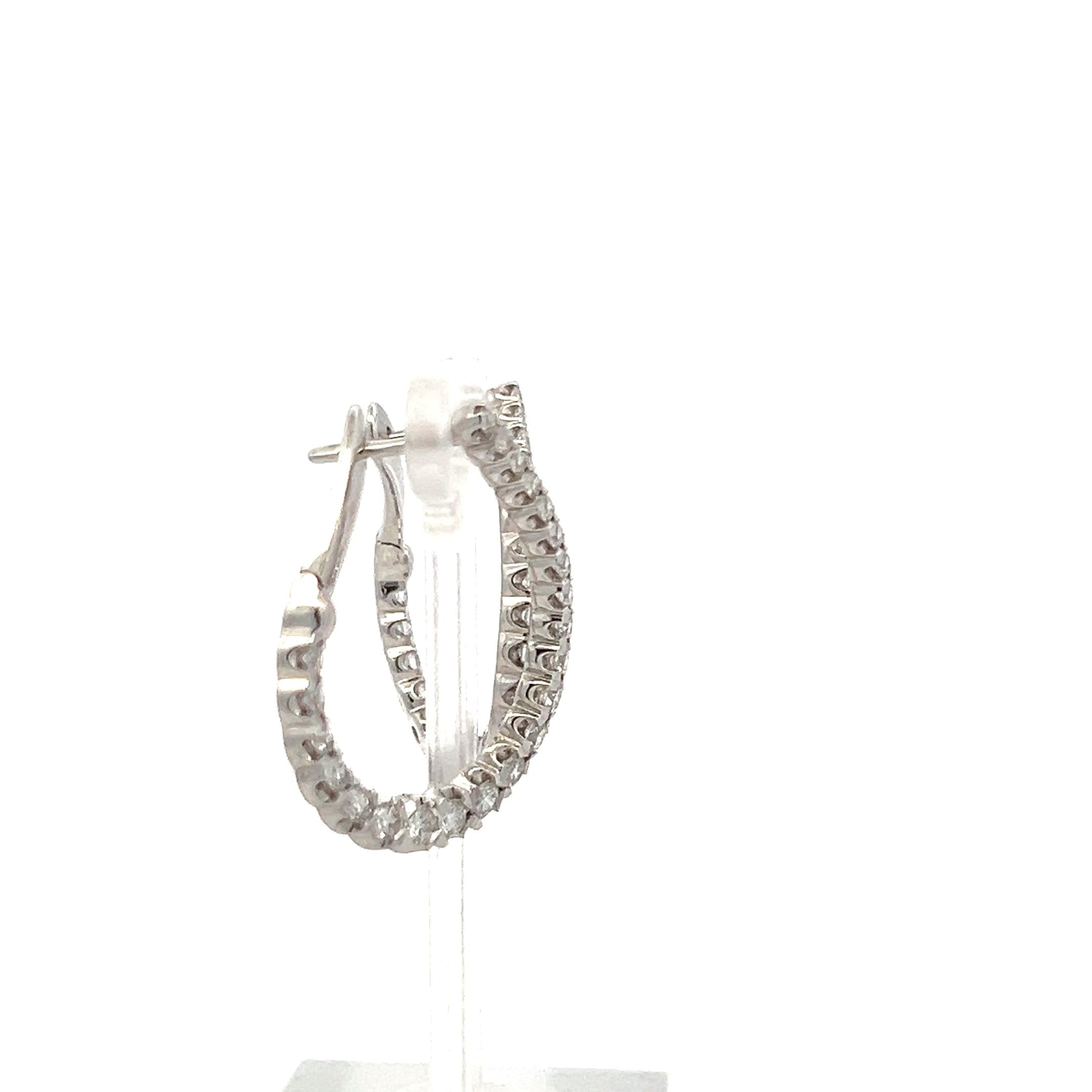 1.50 Carat G VS1 Diamond 14K White Gold Inside-Out Loop Style Hoop Earrings