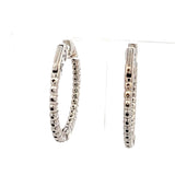 0.90 Carat Round Brilliant G VS2 Diamond 14 Karat White Gold Hoop Earrings