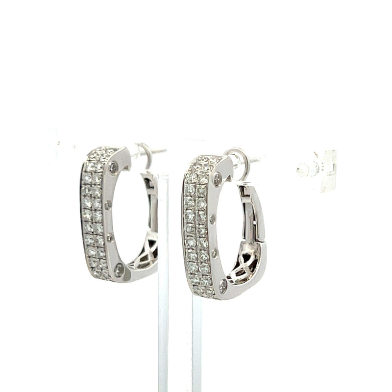 1.05 Carat Round Brilliant G VS1 Diamond 14 Karat White Gold Hoop Earrings