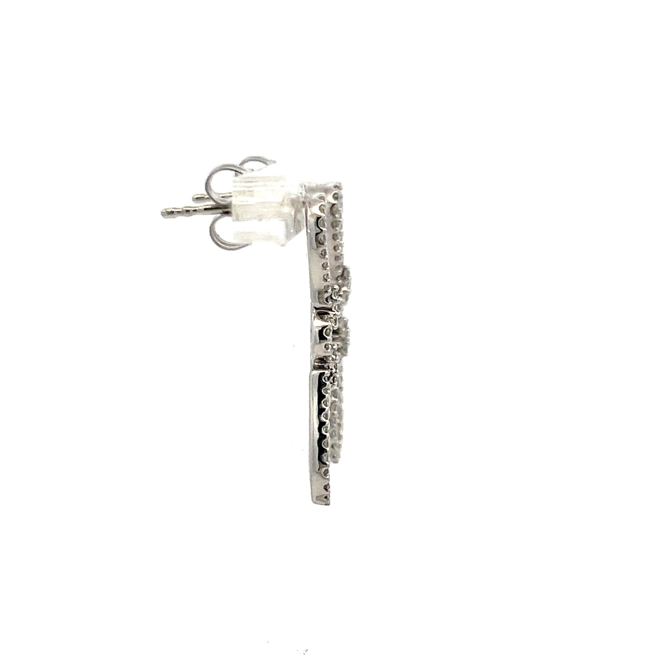 0.40 Carat Round Brilliant G VS1 Diamond 14 Karat White Gold Dangling Earrings